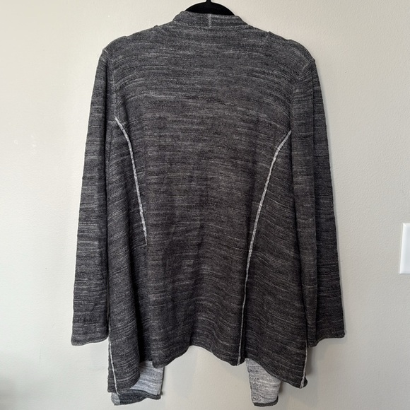 Eileen Fischer Open Cardigan Grey Large Pockets 100% Organic Cotton Cozy EUC - Picture 9 of 9
